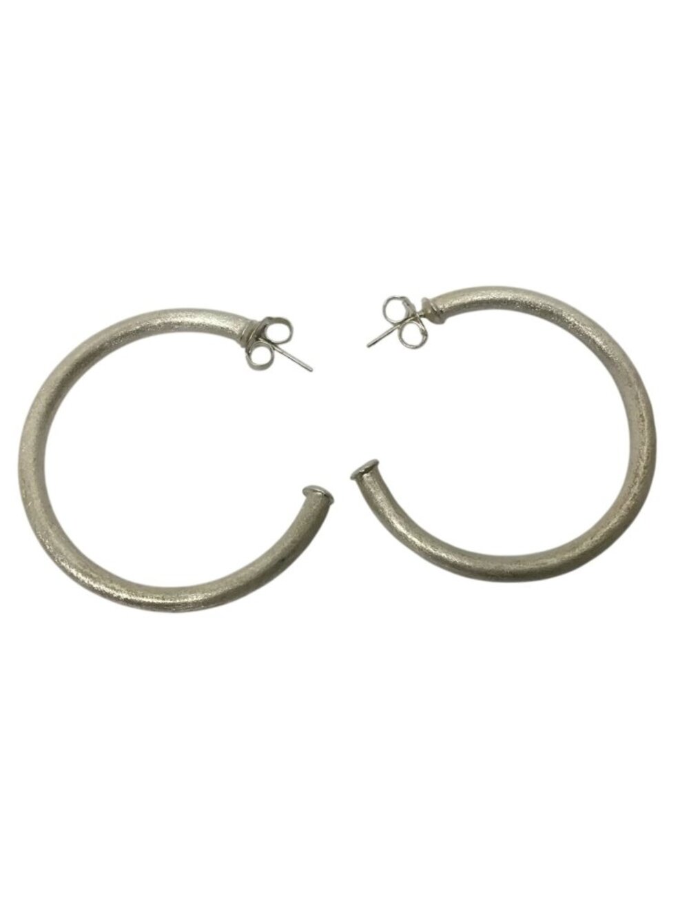 Sheila Fajl Brazil Eco Friendly Silver Tone Lightweight Large Hoop Earrings